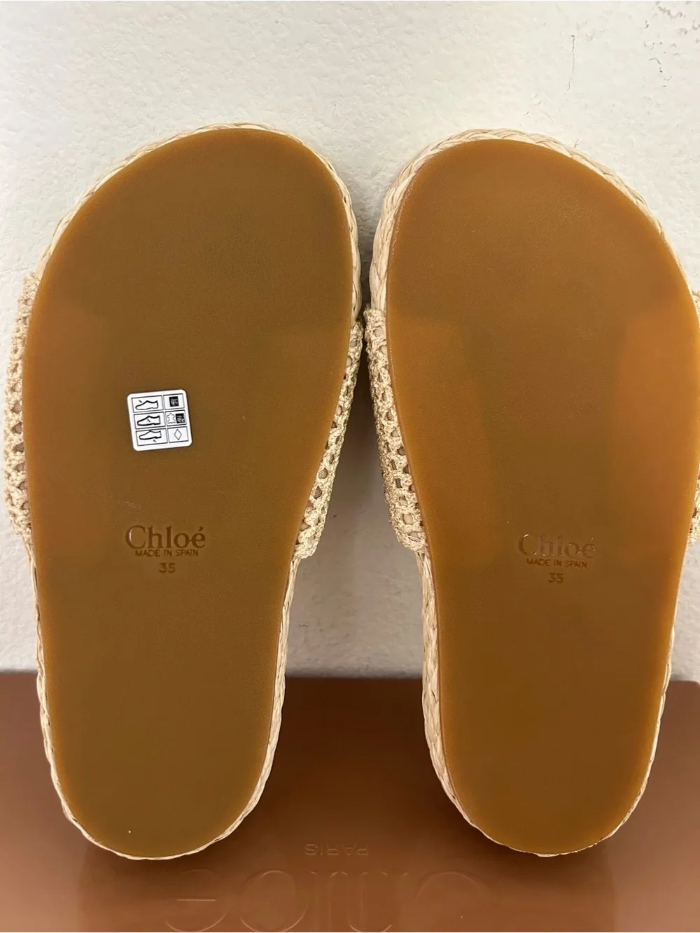 NIB Chloé Women's Isla Espadrille Slide Sandals in Neutral, Size 35, $850 Retail